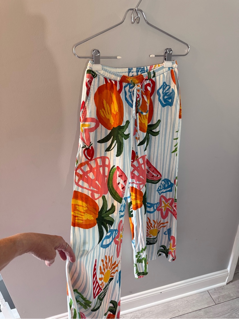 CALYPSO Tropical Fruit Print Wide Leg Lounge Pants - Multicolor, XS - Picture 3 of 7